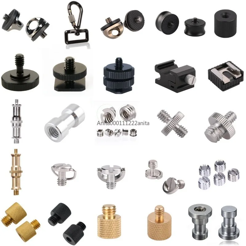 Camera 1/4 Hot Shoe 3/8 Conversion Screw, Slot Screw Imperial 1/4-20 Tripod, Screw Set