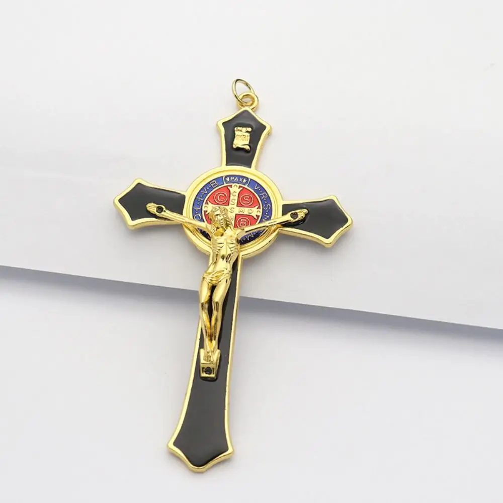 Catholic Saint Crucifix Pendant Religious Charm Prayer Catholic Jesus Cross Medal Alloy Christ Handmade Necklace Church