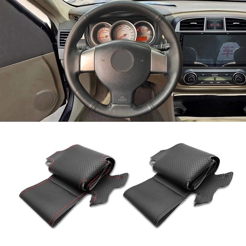 For Nissan Tiida 2004-2010 Versa Note Livina 2006-2012 Sylphy 2006-2019 Hand-stitched Perforated Leather Steering Wheel Cover