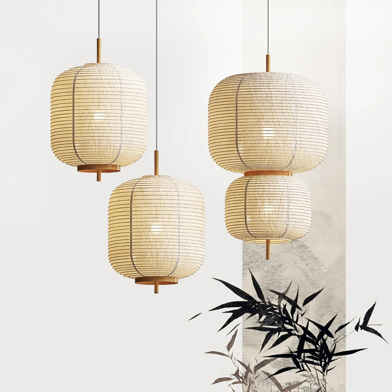 Japan Zen Feeling Pendant Light Hotel Restaurant Paper Art Decor Chandelier Living Room Bedroom Lamp For Room Decor Mood Light
