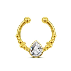 Stainless Steel Horseshoe Water Drop False Nose Ring Without Perforation Clip For Women Septum Ring Nose Piercing Jewelry