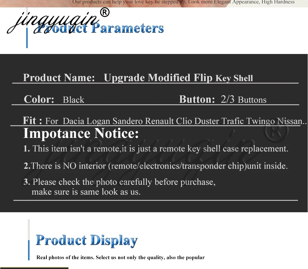 Modifizierte Klapp-Autoschlüsselhülle für Renault Megane Clio Duster Kangoo Modus Twingo Dacia Sandero Logan Nissan Kubistar VIVARO – Detail 5