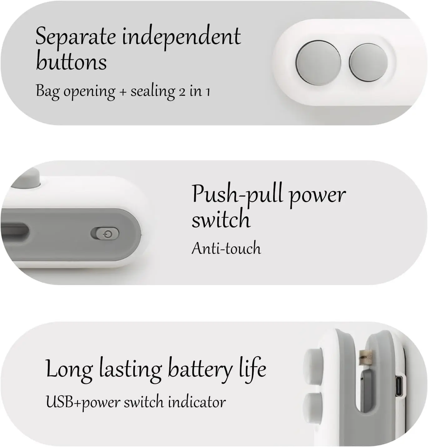 Mini sigillatrice per sacchetti, termosigillatrice 2 in 1, termosigillatrice ricaricabile tramite USB, mini sigillatrice portatile per sacchetti di plastica Snack B