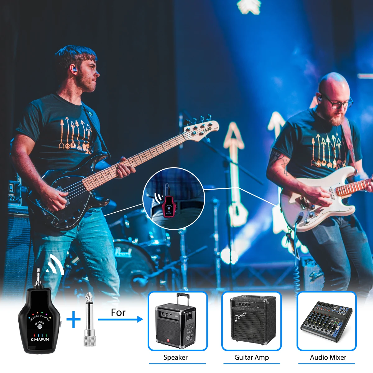 KIMAFUN KM-G150-3 IEM System Monitor Audio in-Ear per Stage Band Guitar Bass Amplifier altoparlanti registrazione della fotocamera trasmissione in diretta