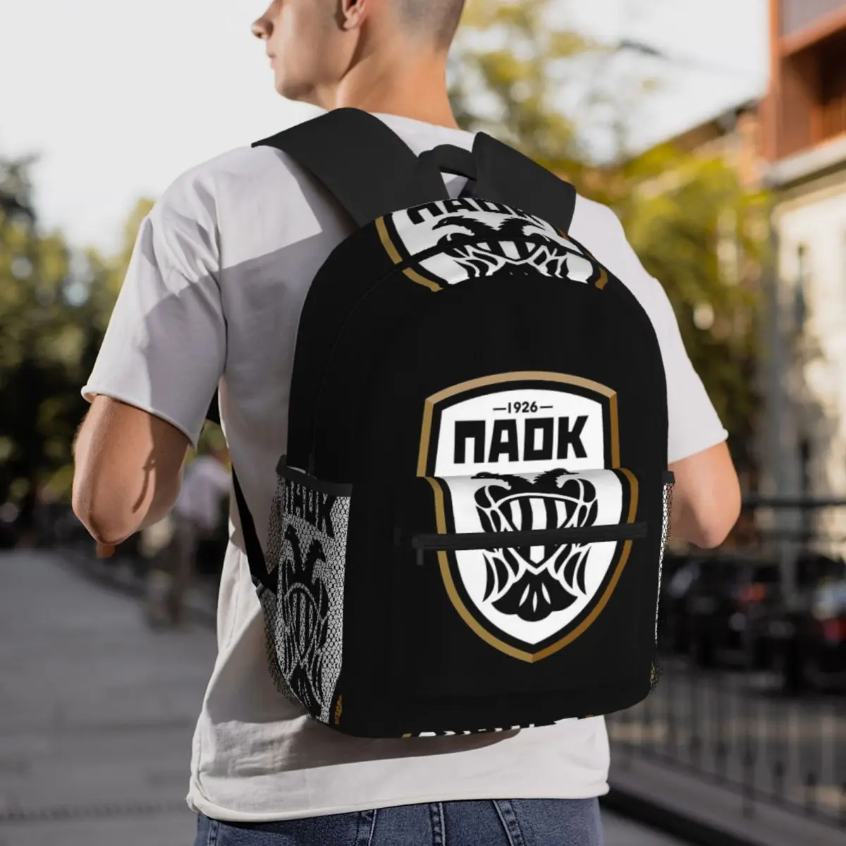 PAOK Greek Football Sports Fans From Thessaloniki Backpack Daypack Large Capacity Children BookBag School Bag Shoulder Bags