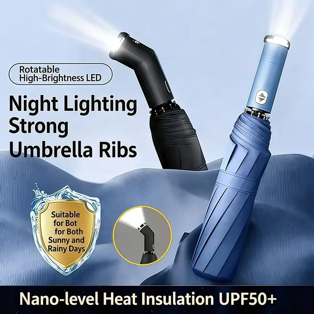 

Multifunctional LED Flashlight Umbrella Dual-use Night Light Automatic Umbrella Windproof Sun Protection Folding Umbrella