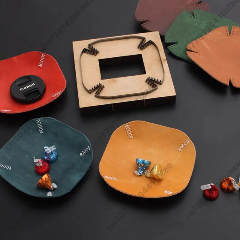 DIY handmade leather craft tools 125x125MM leather storage tray cutting die Japanese steel blade with sewing hole punch