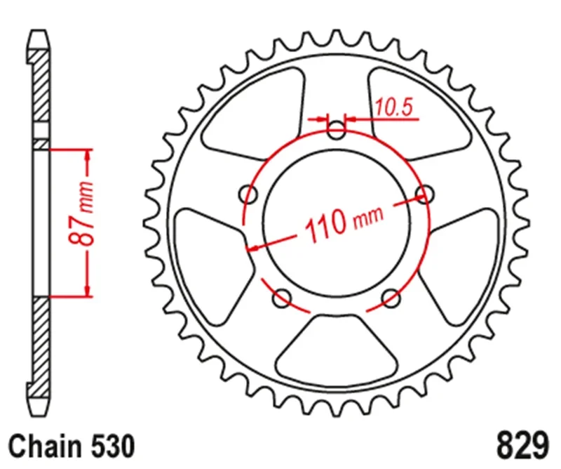 530 42T 45T 47T Motorcycle Rear Sprocket For Suzuki GSX750F 89-06 GSXR600  92-93 GSXR1100 86-88 VZ800 Marauder 97-04