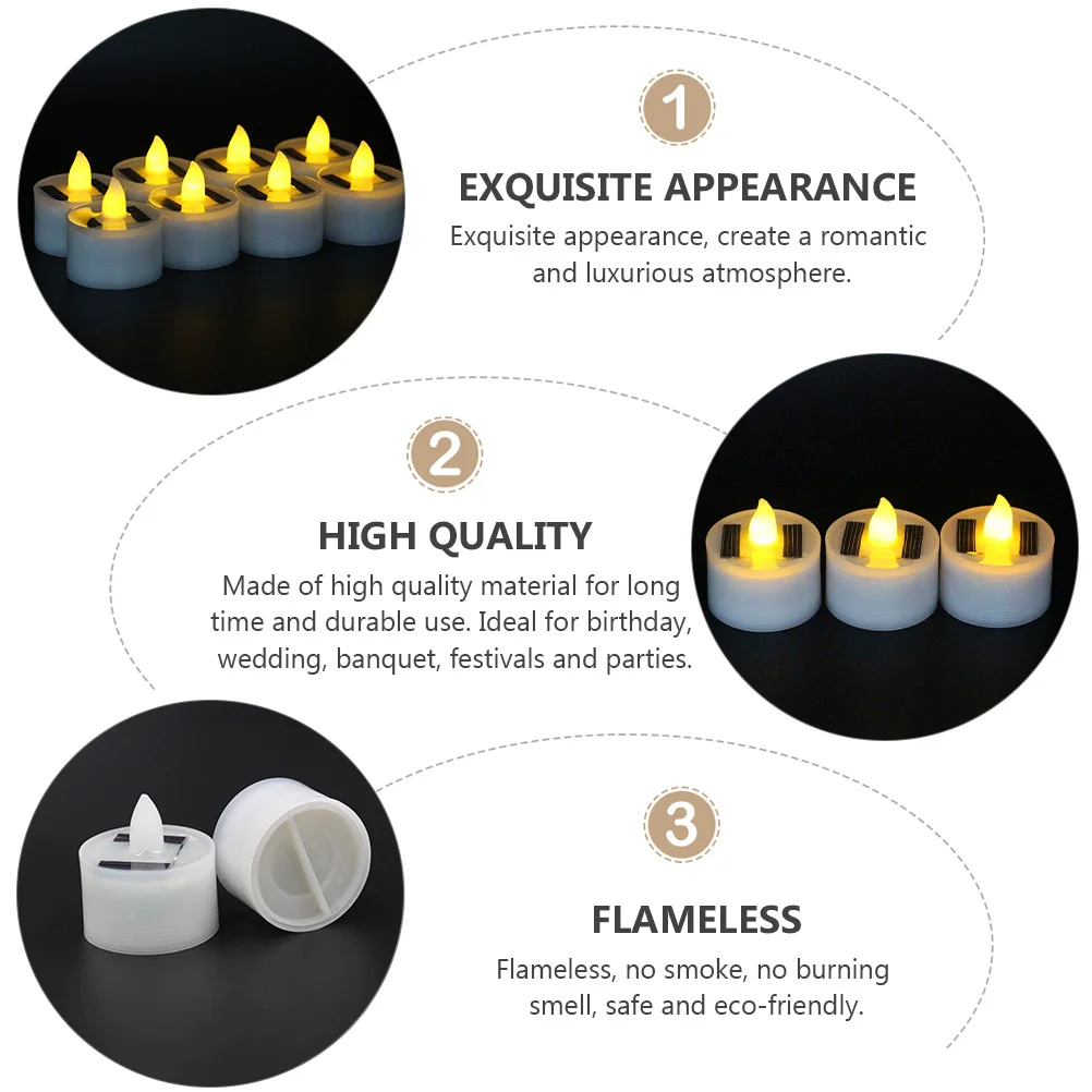 

6 Pcs Candles Waterproof LED Light Christmas Decorative Lamp Electric White Solar