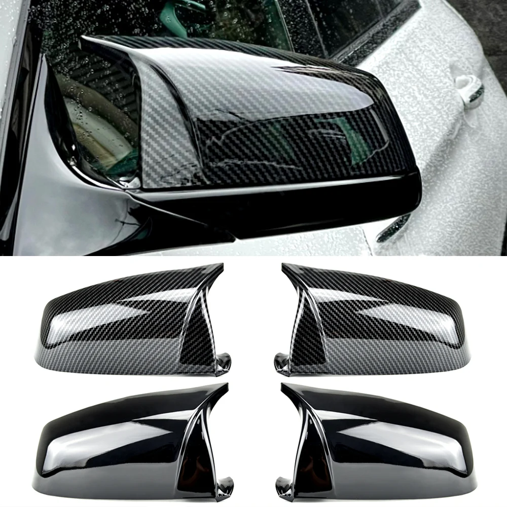 For BMW 5 6 7 Series E60 E61 E63 E64 F06 F07 F10 F11 F13 F01-F04 Carbon Fiber Pattern Black Side Wing Rearview Mirror Cover Cap