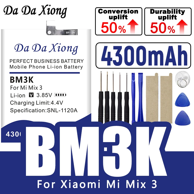 

DaDaXiong Battery BM3K 4300mAh High Quality Replacement Battery For Xiaomi Mi Mix 3 Mix3 Batteries + Free Tools