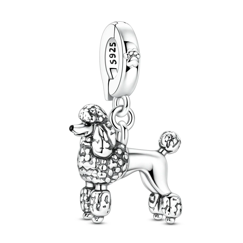 

New 925 Sterling Silver Poodle Universal Buckle Charms Pendant Fit Original Bracelet DIY Women Birthday Jewelry Gifts