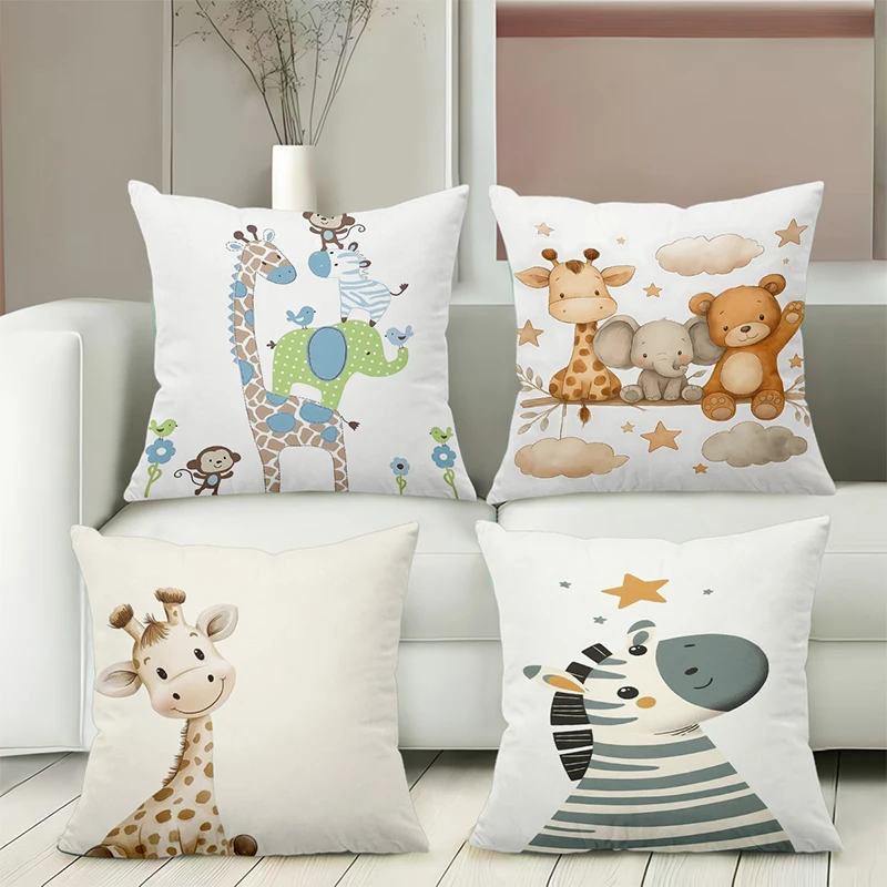 Cute Animal Print Throw Pillows For Home Decor Polyester pillowcase, sofa decorative cushion cov Headboard Pillow