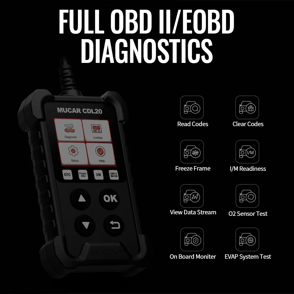 MUCAR CDL20 Obd2 Car Auto Diagnostic Tools Obd 2 Scanner Automotivo Code Reader Check Engine Full OBD 2 Functions Lifetime Free