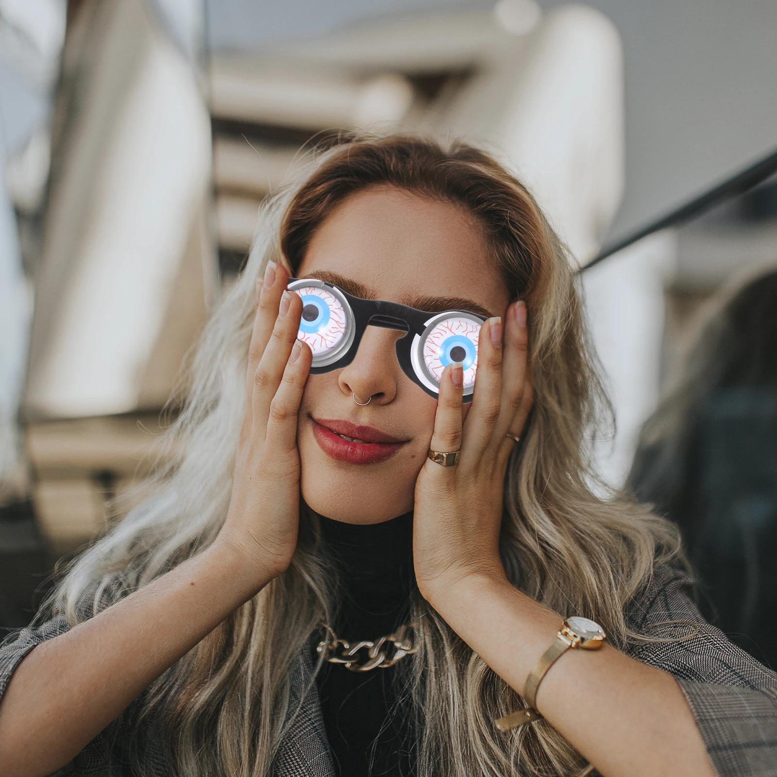 2pcs Eyeball Glasses Scary Prank Props Halloween Costume Fake Googly Spring Eyeball Glasses Eyes Horror Party Toys