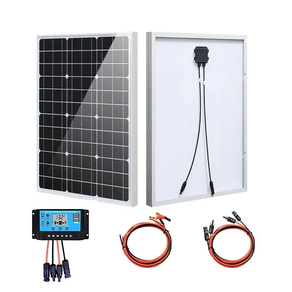 50W-1000W Solar Panel Glass Rigid Solar Panel 18V Monocrystalline Silicon Waterproof Solar Panel Charging 12V Camping/Home/RV