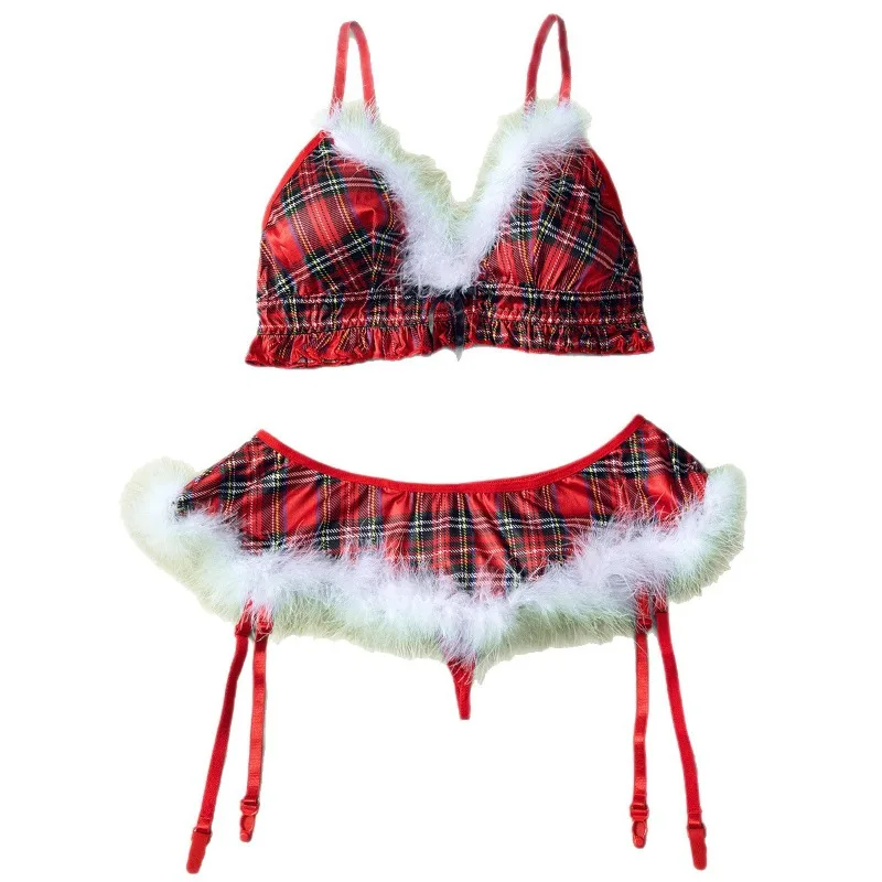 

New European & American Loungewear Set Women's Velvet Trim Intimates Two-Piece Christmas Collection