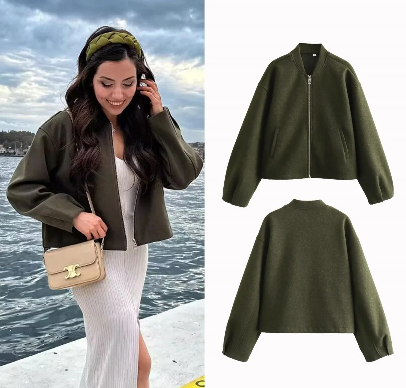 

Осенняя новая женская одежда, модная куртка, повседневная свободная универсальная мягкая куртка со стойкой, однотонная короткая верхняя одежда, пальто