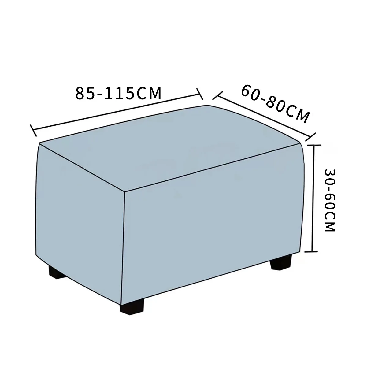 1PC Footstool Cover Durable Stretch Ottoman Cover Solid Color Footrest Slipcover for Living Room Furniture Protector