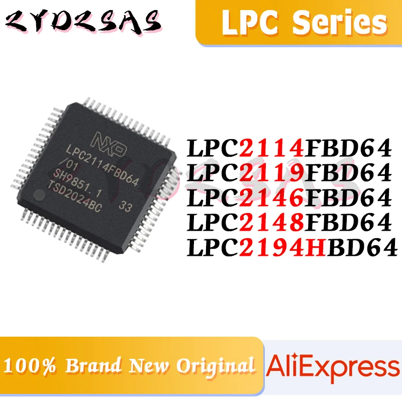 LPC2114FBD64 LPC2119FBD64 LPC2146FBD64 LPC2148FBD64 LPC2194HBD64 LPC2114 LPC2119 LPC2146 LPC2148 LPC2194 LPC IC MCU Chip LQFP-64