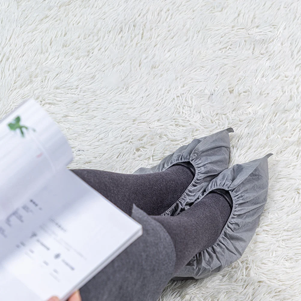 

100 pcs Dust-proof Anti-slip Shoe Covers Disposable Non-woven Overshoes Gray Protective Footwear Labor Household