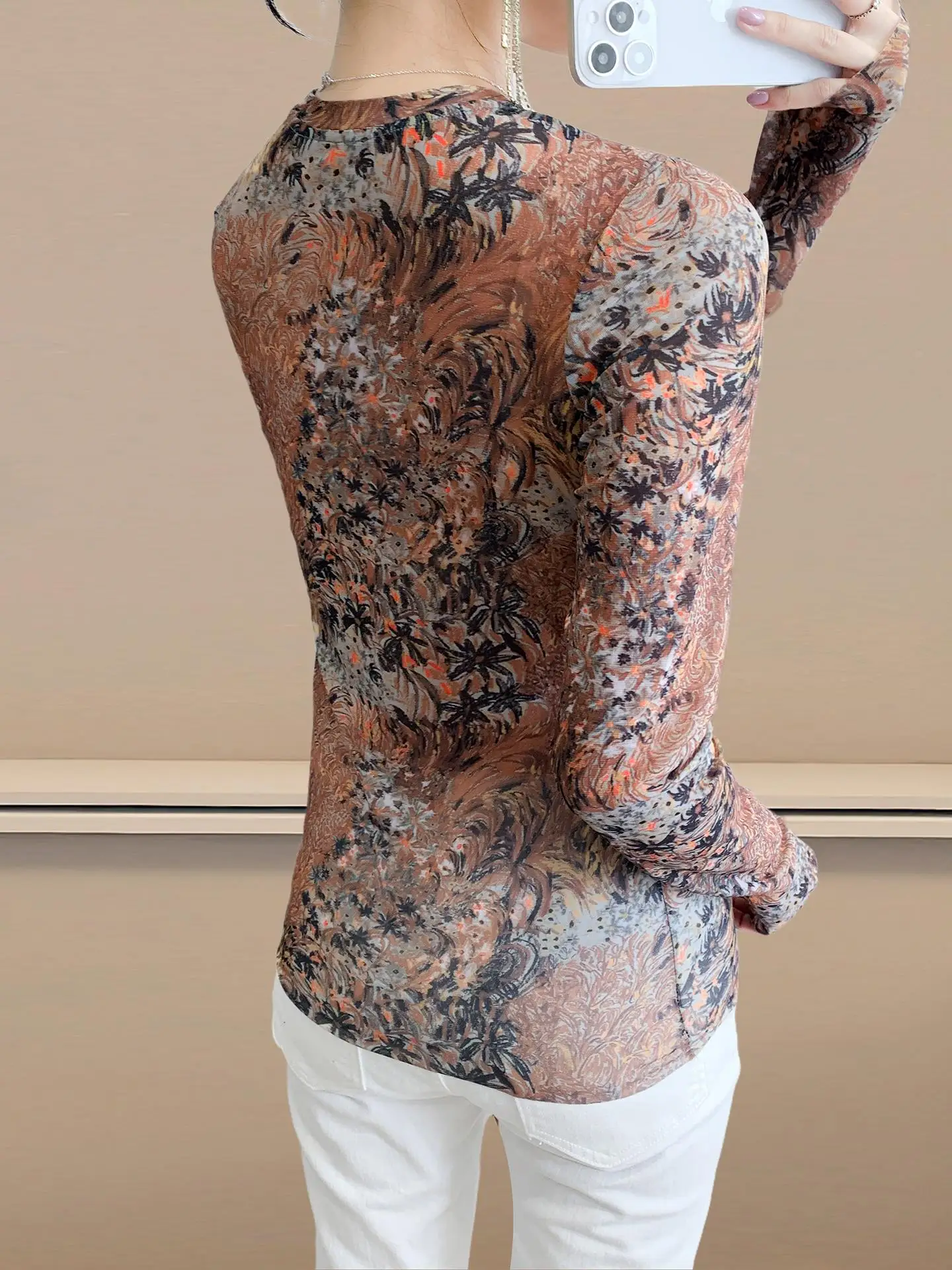 Damska bielizna termoaktywna irt 2025 Jesień Zima Nowa Seksowna Mikro Prześwitująca Koronkowa Cienka Długa Koszulka T-shirt Mały Top