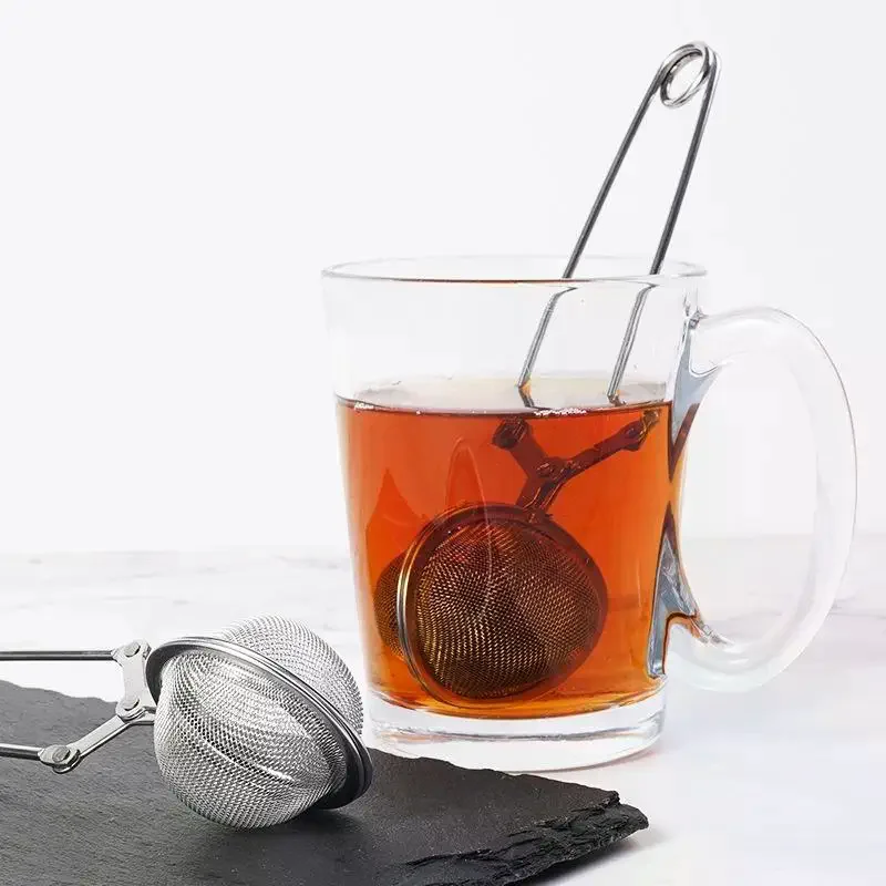 Reusable Stainless Steel Tea Infuser Sphere Mesh Strainer Handle Anti Scald Filter Spice Coffee Diffuser