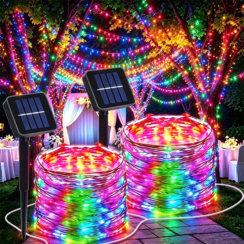 Solar Led Fairy Light Outdoor Christmas Lights 8Modes Copper Wire String Lights Waterproof for Garden Tree Patio Decor