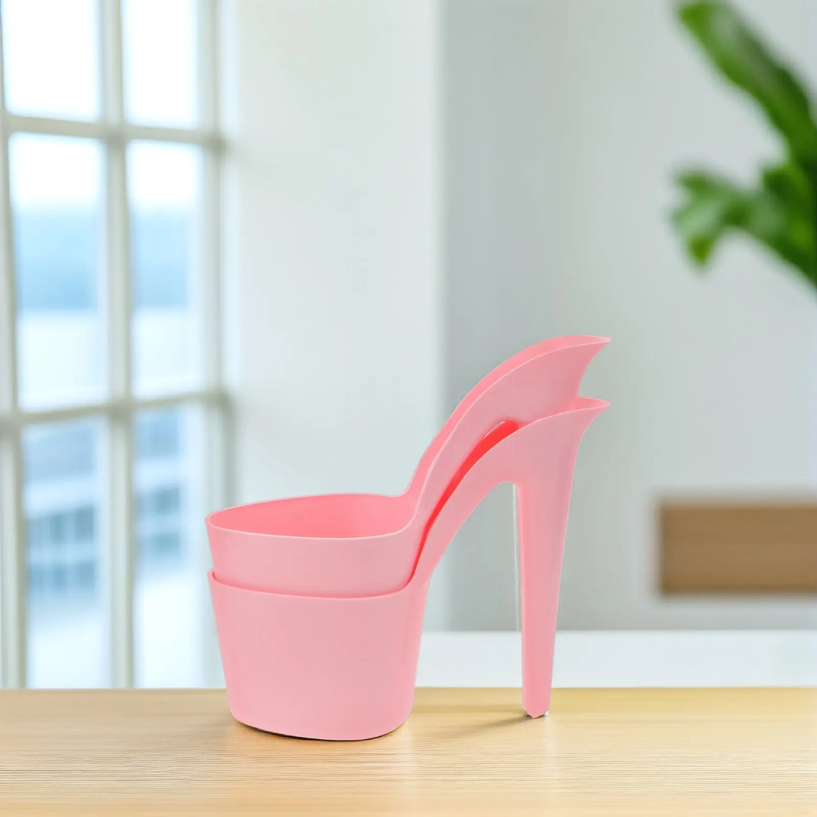 

2Pcs Plastic High Heel Flower Pots Succulent Planters for Indoor Plants Small Plant Pots Garden Balcony Decor Natural Texture