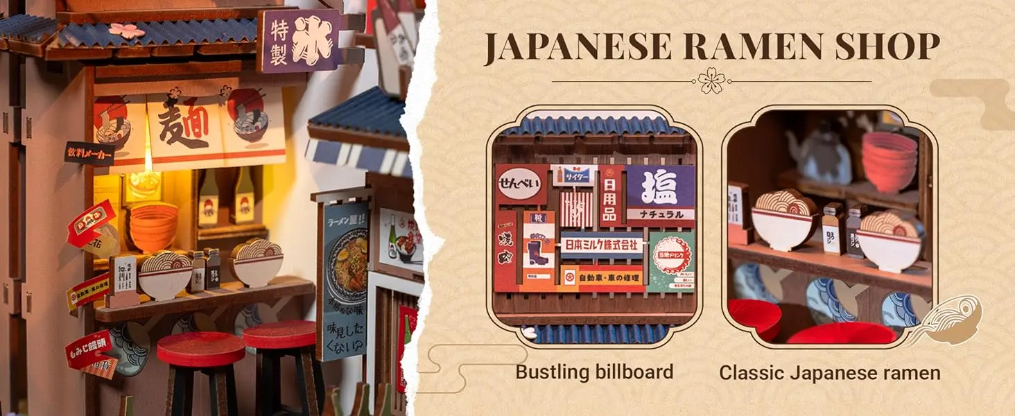 Sakura Wine Alley DIY Booknook with Lights DIY Miniature Dolls House Kit 3D Wooden Puzzle Bookend Bookshelf Decor Gift