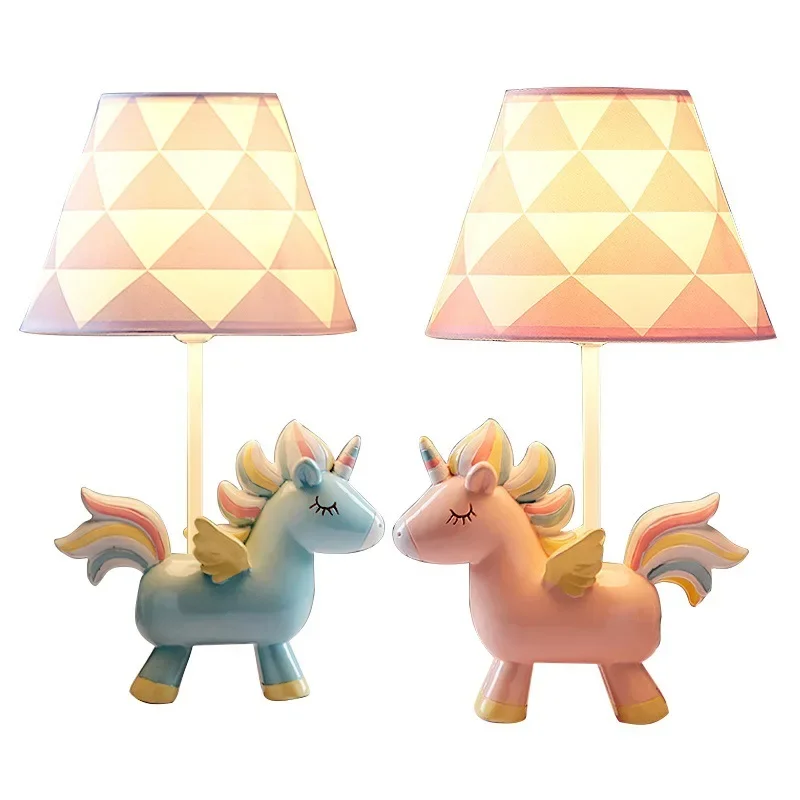 LED Unicorn Table Lamp In Children's Room Desk Lights Nordic Ins Girl Cartoon Bedside Nightlight Room Decor Stand Light Lamparas