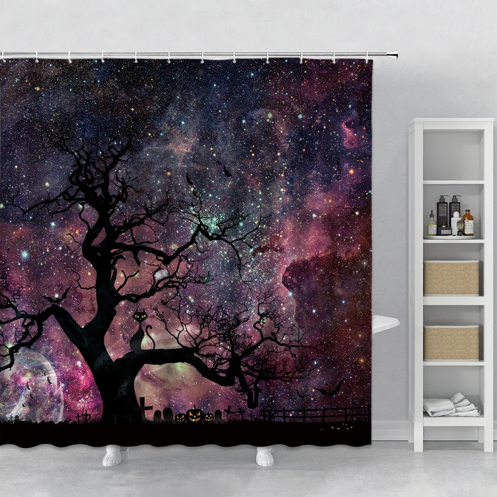 Creative Painted Tree Shower Curtain Watercolor Spring Summer Autumn Winter Trees Scenery Home Bathroom Decor Curtains With Hook