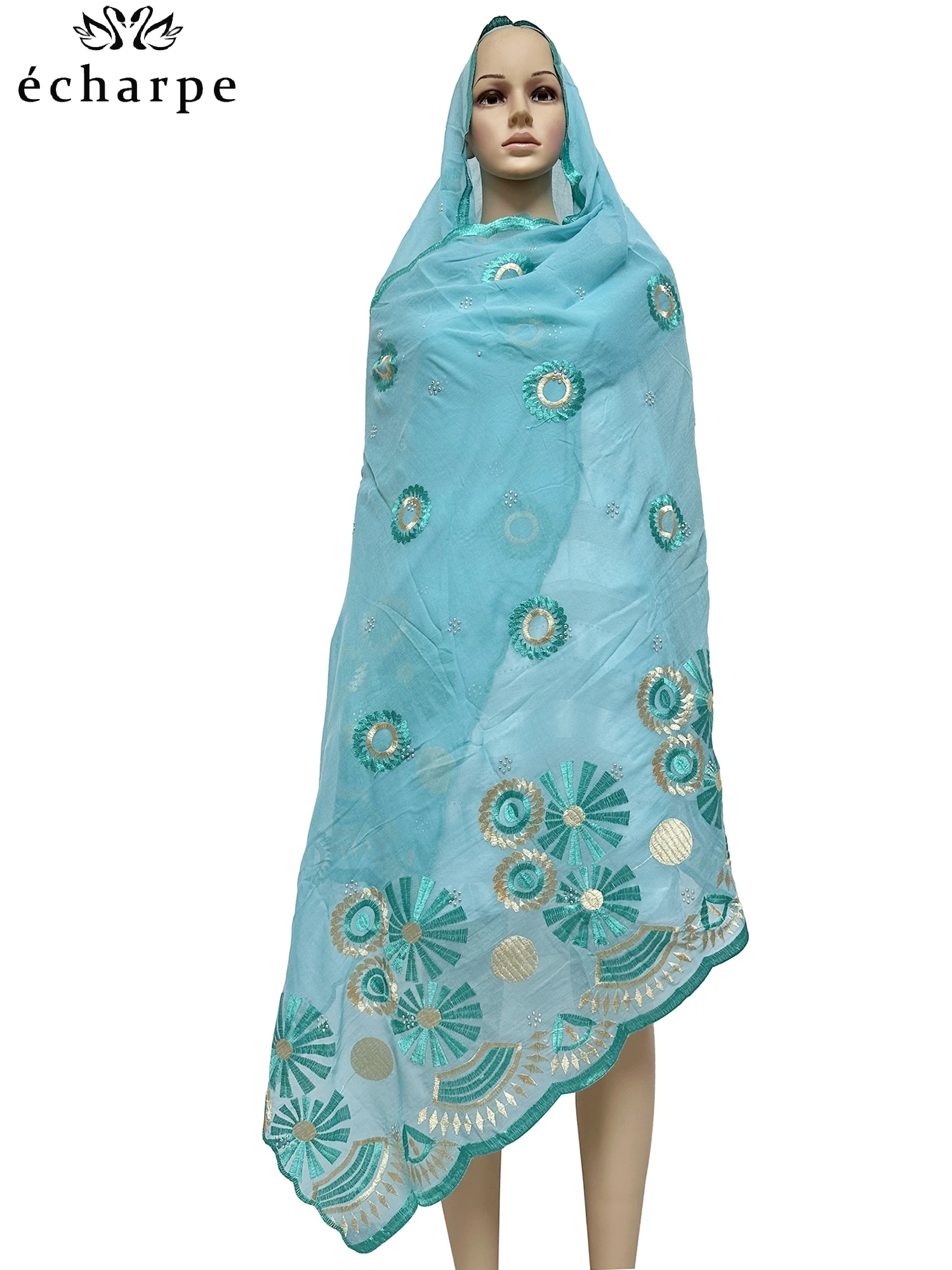 New Dubai Hijab Shawls Scarf For Muslim Women African Cotton Hijab Islamic Hijab Pashmina Turban Headscarf Embroidery Shawls