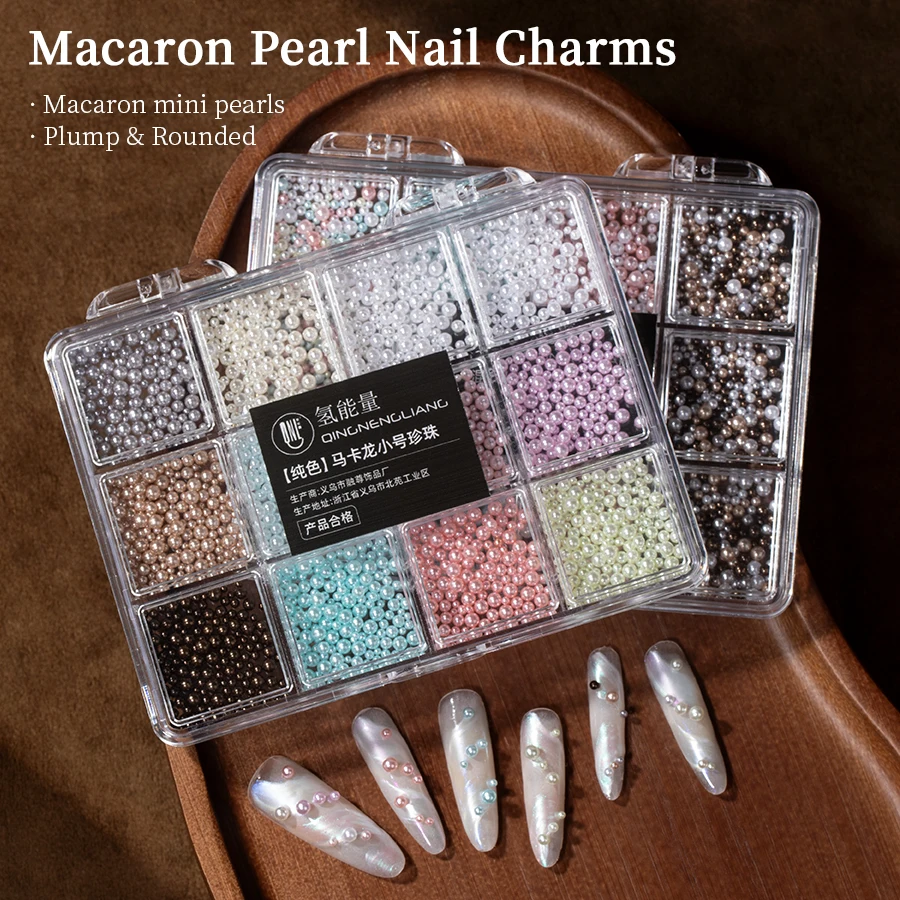 Mixed Color Imitation Pearl Beads 3-8mm ABS Plastic for Nail Art DIY Jewelry Making with Storage Box Manicure Decoration Pearls