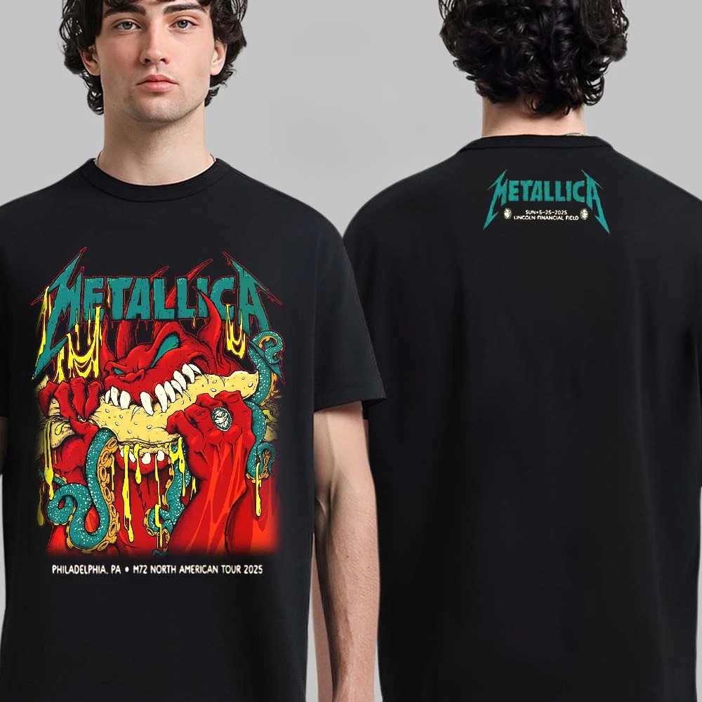 T-shirt unisexe en coton avec motif Metallica 2026, manches courtes, tendance, de marque, de luxe, décontracté, vintage, pour l'été