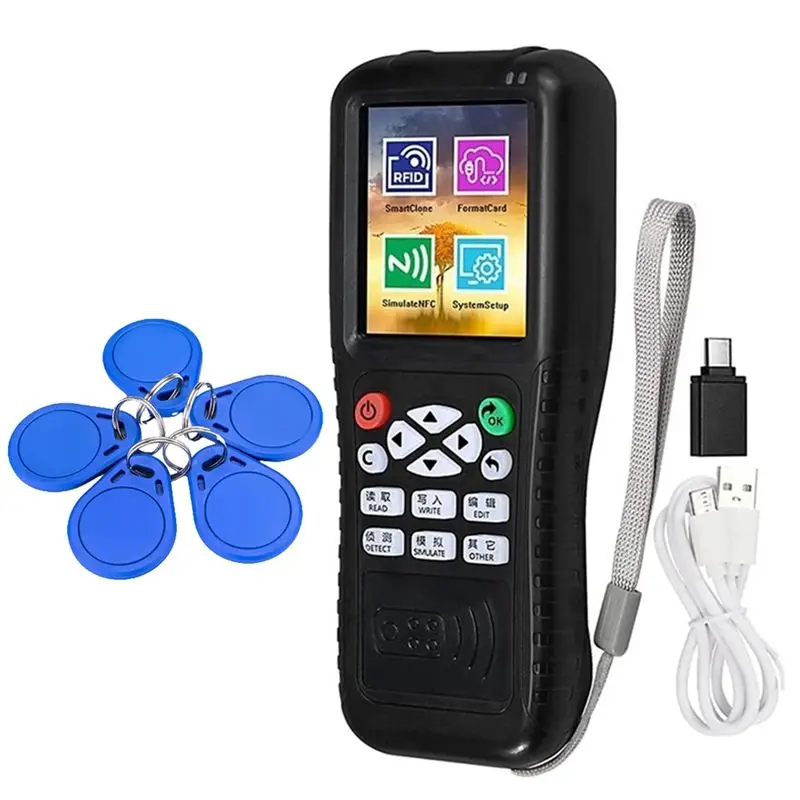 

FFYY-X100 RFID-считыватель/записыватель смарт-карт + 5 брелоков CUID, дубликатор RFID, программатор ID/IC-карт, копировщик зашифрованных ключей