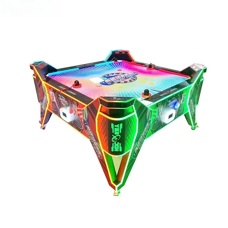 Factory Custom Four Player Air Hockey Table Arcade Game Machine Led Light Coin Operated Table for Mall Amusement Center