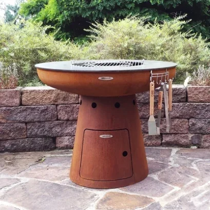 Corten Steel Metal Fire Table For Bbq Outdoor