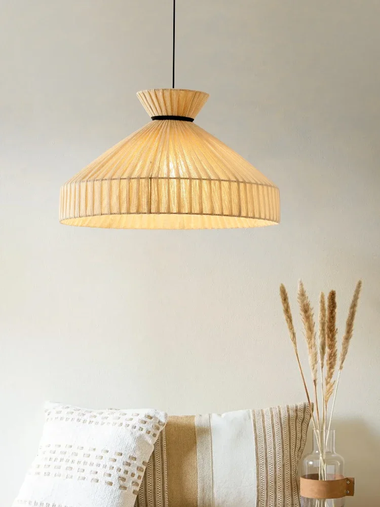 French cream style chandelier restaurant Nordic ins minimalist jute bedroom homestay clothing store tatami decorative lamp