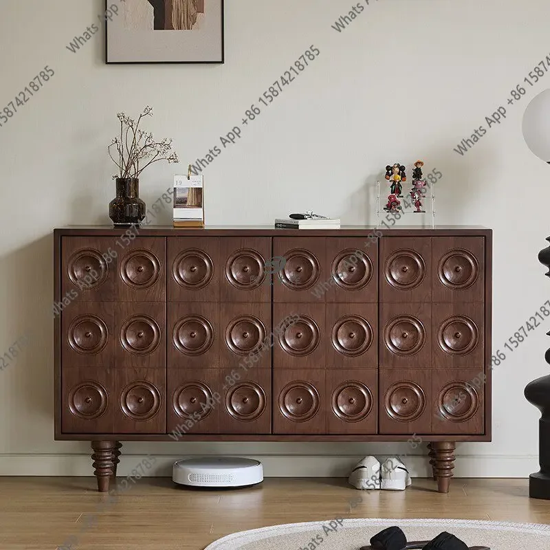 

Средневековый шкаф для обуви из черного ореха с простой гравировкой, тумба для хранения из вишневого дерева и ореха, приставной шкафчик