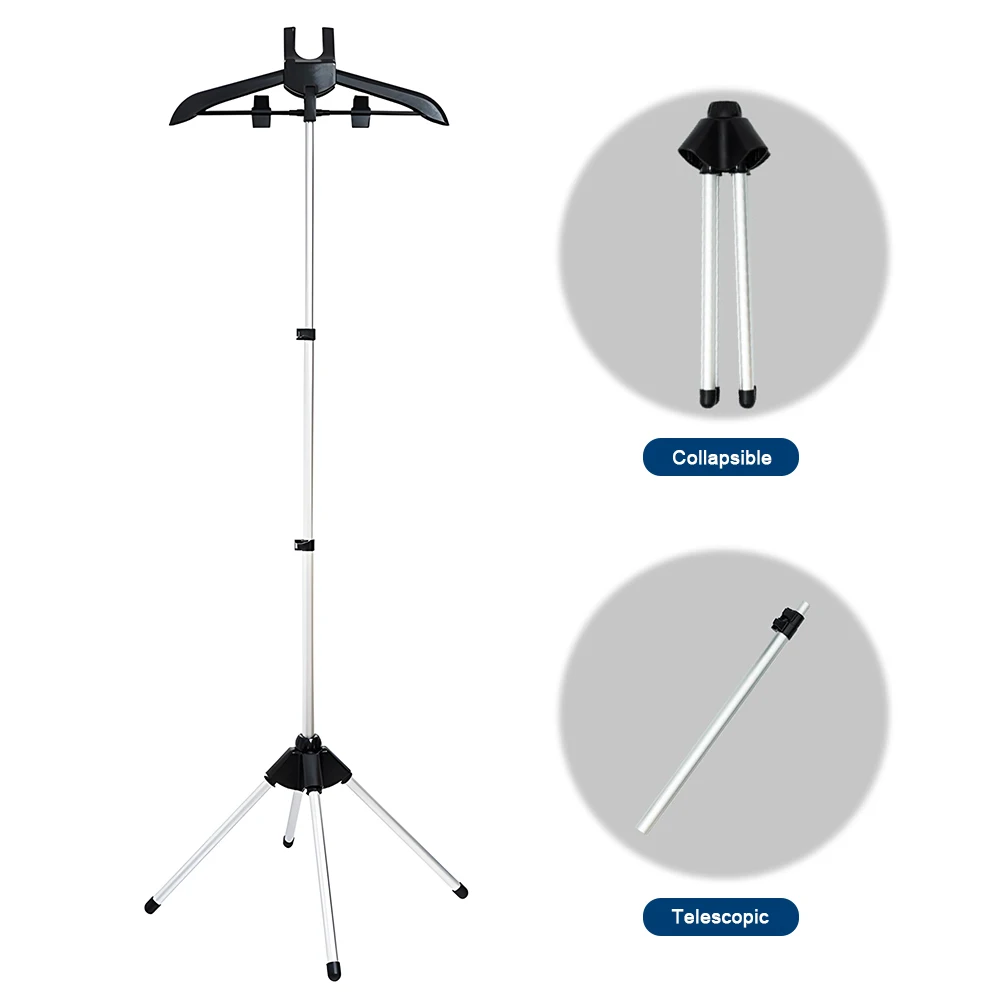 Suporte para vaporizador de roupas, liga de alumínio, cabide de roupas, altura ajustável, dobrável, rack de vapor para engomar a vapor