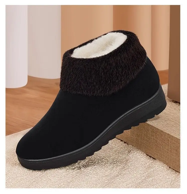 Damen-Fleece-gefütterte Winter-Stiefeletten, zum Hineinschlüpfen, mit rutschfester Sohle, warm, bequem, lässige Winterschuhe. – Detail 7