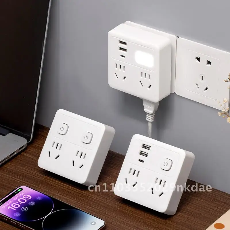 86 Type Multi-function Wall Socket Power Strip with USB Night Light Switch Plug-in Board for Home And Office