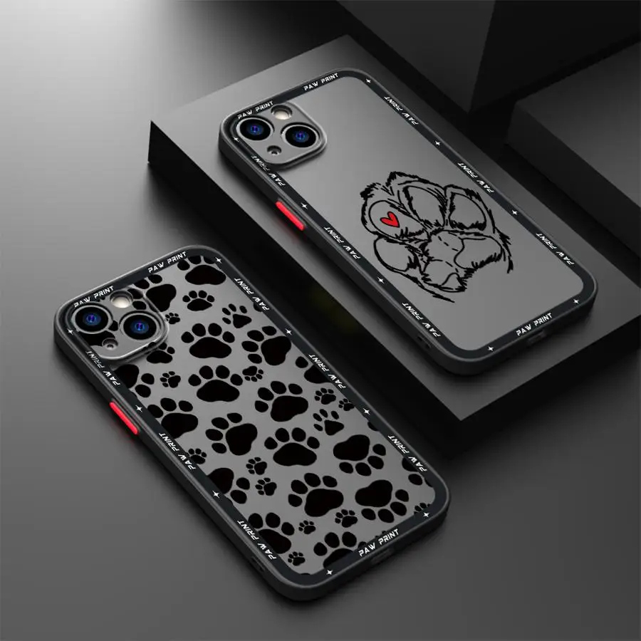Cute Pet Paw Prints Case for iPhone 17 Pro Max 16 Plus 7 8 SE 14 Air 12 15 13 Mini 11 XS XR Funda Back Phone Cover 