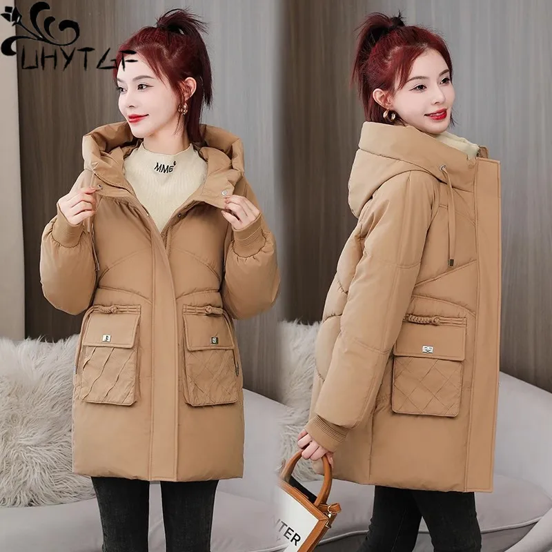 Oversize Thick Casual Hooded Parkas Cotton Winter Jackets For Women Long Down Coats Korean Fashion Office Lady Clothes 3113