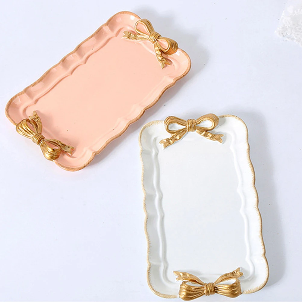 

2 Pcs Dessert Tray Jewelry Holder Dish Resin Trays Decorative for Trinket Perfume Butterfly Plate Small Women Jewellery