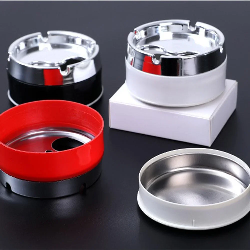 1 Pc Stainless steel ashtray sealed windproof ashtray living room household rotary thickened ashtray