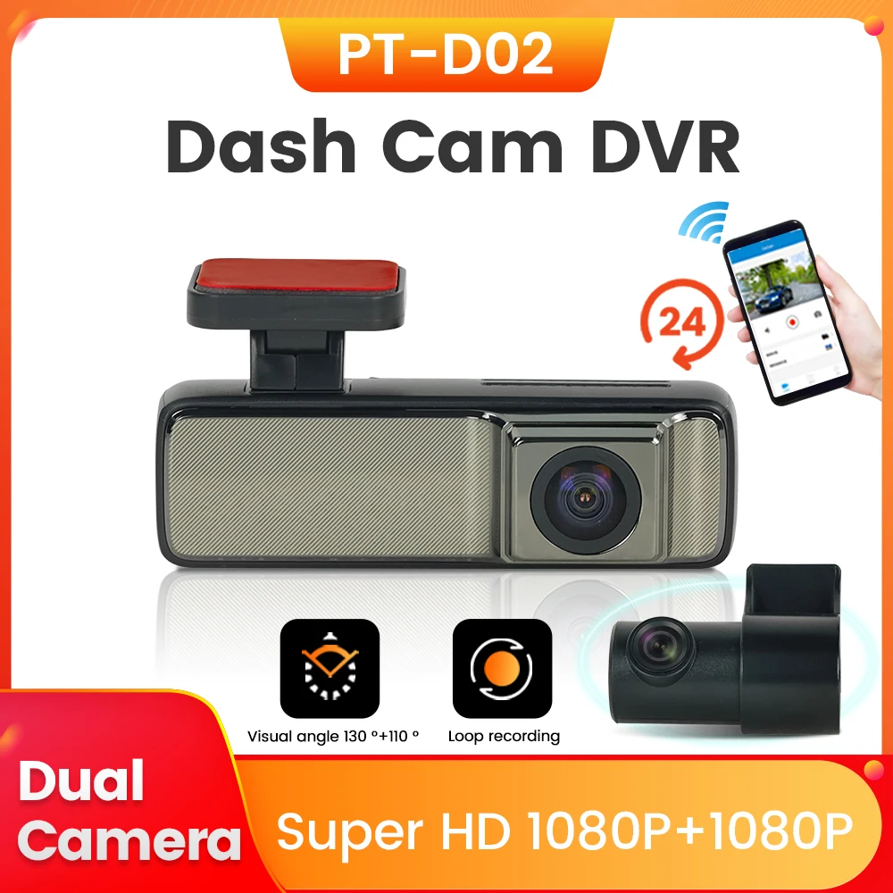 HD Dash Cam for front+in car DVR Single recording and dual recording/1K+1K mobile WiFi interconnection/24H parking monitoring