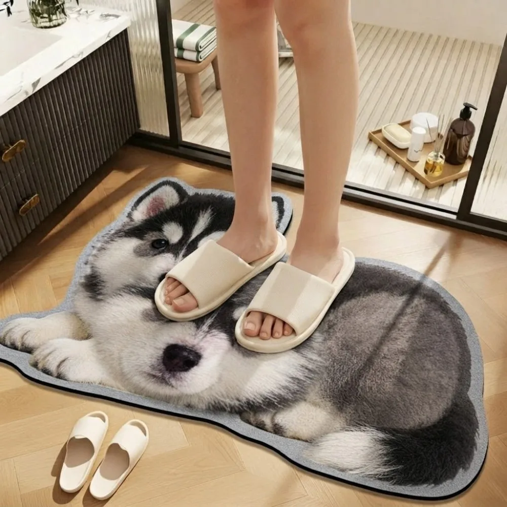 Cute Special-shaped Puppy Print Rug Decorative Carpet Soft Dog Shaped Rug Puppy Print Dog Shape Entryway Mat Bedroom Decor