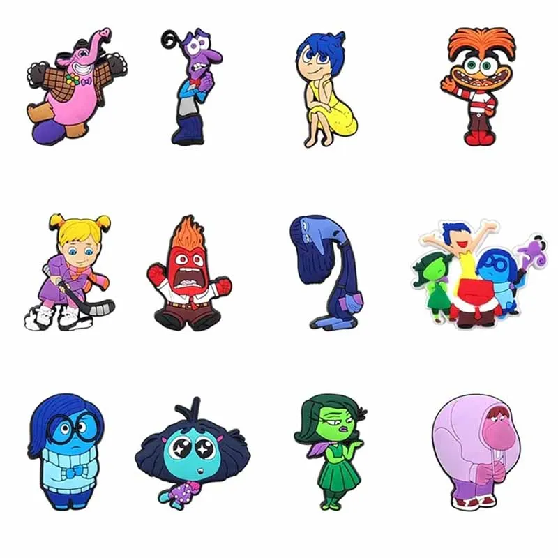 MINISO 12pcs/set Anime Character Inside Out for Cartoon Shoe Charms Decoration Accessories for Classic Clog Kids Gifts